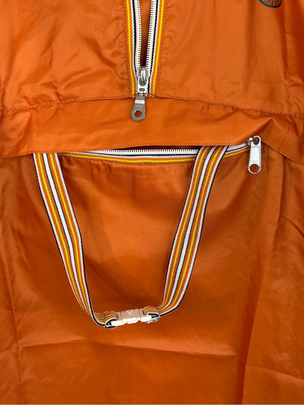 Vintage 90s Y2K burnt orange packable fanny pack boxy anorak windbreaker M - Picture 10 of 17